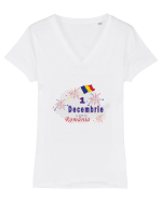 1 Decembrie Ziua nationala Tricou mânecă scurtă guler V Damă Evoker