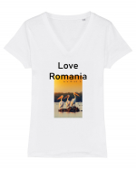 Love Romania #1 Tricou mânecă scurtă guler V Damă Evoker
