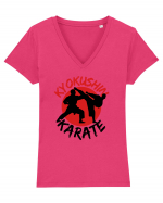 Kyokushin Karate  Tricou mânecă scurtă guler V Damă Evoker