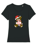 Craciun Fericit Din Partea Ursuletului De Plus Tricou mânecă scurtă guler larg fitted Damă Expresser