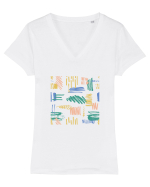 Chalk Experiment Tricou mânecă scurtă guler V Damă Evoker