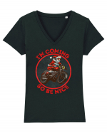 Biker Santa Tricou mânecă scurtă guler V Damă Evoker