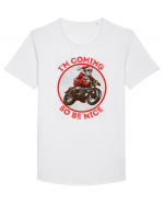 Biker Santa Tricou mânecă scurtă guler larg Bărbat Skater