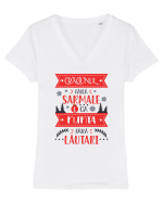 Craciunul fara sarmale Tricou mânecă scurtă guler V Damă Evoker