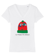 Cu musca pe căciulă... de Crăciun Tricou mânecă scurtă guler V Damă Evoker
