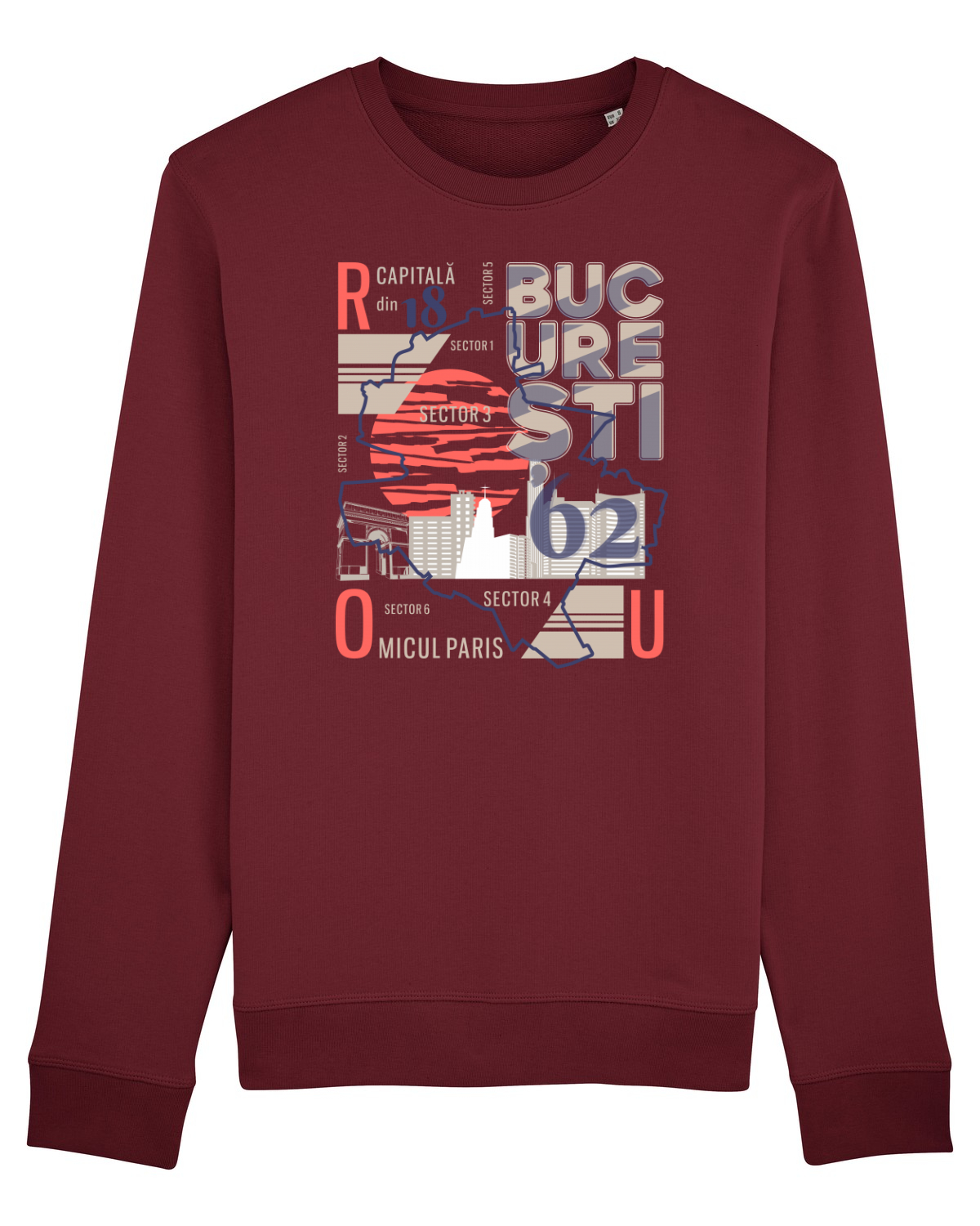 Bluză mânecă lungă Unisex Rise Burgundy