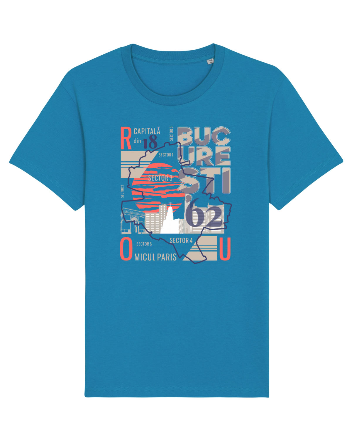 Tricou mânecă scurtă Unisex Rocker Azur