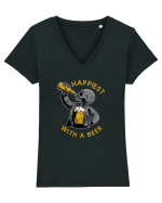 Happiest With A Beer Tricou mânecă scurtă guler V Damă Evoker