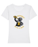 Happiest With A Beer Tricou mânecă scurtă guler larg fitted Damă Expresser