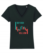Buy High Sell Low (candele) Tricou mânecă scurtă guler V Damă Evoker