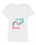 Buy Low Sell High (candele) Tricou mânecă scurtă guler V Damă Evoker