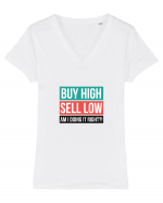 Buy High Sell Low (textbox) Tricou mânecă scurtă guler V Damă Evoker