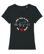 HORSE Tricou mânecă scurtă guler larg fitted Damă Expresser