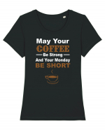 MONDAY COFFEE Tricou mânecă scurtă guler larg fitted Damă Expresser