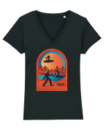 Retro Bigfoot, Alien And Loch Ness Monster Tricou mânecă scurtă guler V Damă Evoker