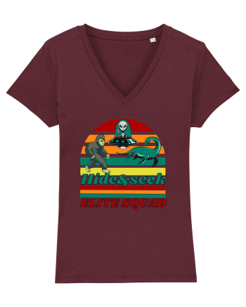 Retro Bigfoot, Alien And Loch Ness Monster Burgundy