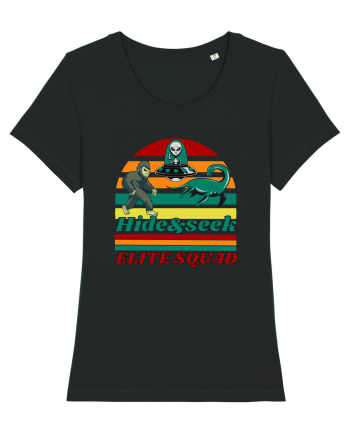 Retro Bigfoot, Alien And Loch Ness Monster Black