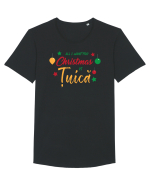 All I want for Christmas is țuică Tricou mânecă scurtă guler larg Bărbat Skater