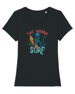 We wanna surf Tricou mânecă scurtă guler larg fitted Damă Expresser