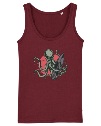 Surfing Octopus Burgundy
