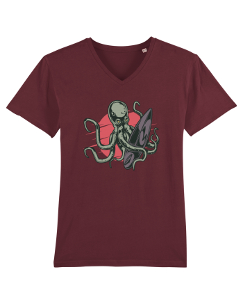 Surfing Octopus Burgundy