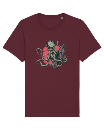 Surfing Octopus Burgundy