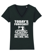 SEWING Tricou mânecă scurtă guler V Damă Evoker