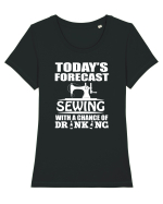SEWING Tricou mânecă scurtă guler larg fitted Damă Expresser