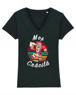 Moș Crăcilă - Haioase de Crăciun Tricou mânecă scurtă guler V Damă Evoker