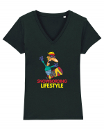 Snowboarding Lifestyle Tricou mânecă scurtă guler V Damă Evoker