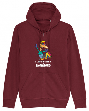 I Love Winter & Snowboard Burgundy