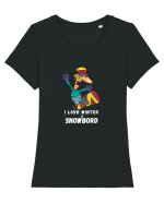 I Love Winter & Snowboard Tricou mânecă scurtă guler larg fitted Damă Expresser