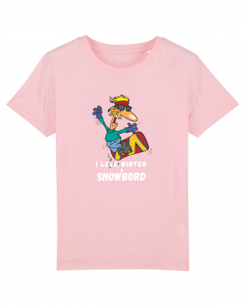 I Love Winter & Snowboard Cotton Pink