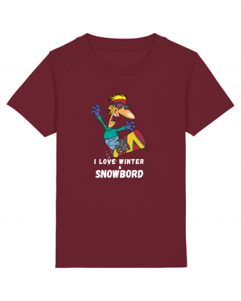 I Love Winter & Snowboard Burgundy