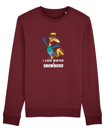 I Love Winter & Snowboard Burgundy