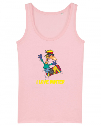 I Love Winter & Having Fun Snowboarding  Cotton Pink