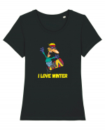 I Love Winter & Having Fun Snowboarding  Tricou mânecă scurtă guler larg fitted Damă Expresser