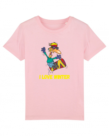 I Love Winter & Having Fun Snowboarding  Cotton Pink