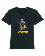 I Love Winter & Having Fun Snowboarding  Tricou mânecă scurtă guler V Bărbat Presenter