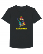 I Love Winter & Having Fun Snowboarding  Tricou mânecă scurtă guler larg Bărbat Skater