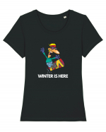 I Love Having Fun Snowboarding In Winter Time Tricou mânecă scurtă guler larg fitted Damă Expresser