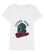 Come Dive With Me Tricou mânecă scurtă guler V Damă Evoker