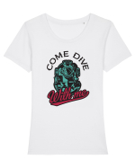Come Dive With Me Tricou mânecă scurtă guler larg fitted Damă Expresser