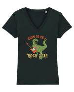 Born to be a Rock Star Trex Tricou mânecă scurtă guler V Damă Evoker