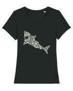 If You See A Shark Don't Panic Tricou mânecă scurtă guler larg fitted Damă Expresser