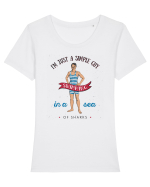 I'm Just A Simple Guy Tricou mânecă scurtă guler larg fitted Damă Expresser