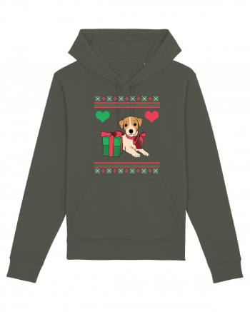 În stil ugly sweater - Cadou cu catel dragut Khaki