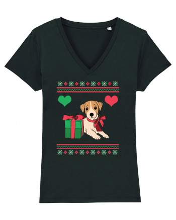 În stil ugly sweater - Cadou cu catel dragut Black