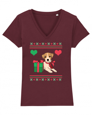 În stil ugly sweater - Cadou cu catel dragut Burgundy