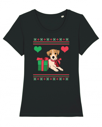 În stil ugly sweater - Cadou cu catel dragut Black